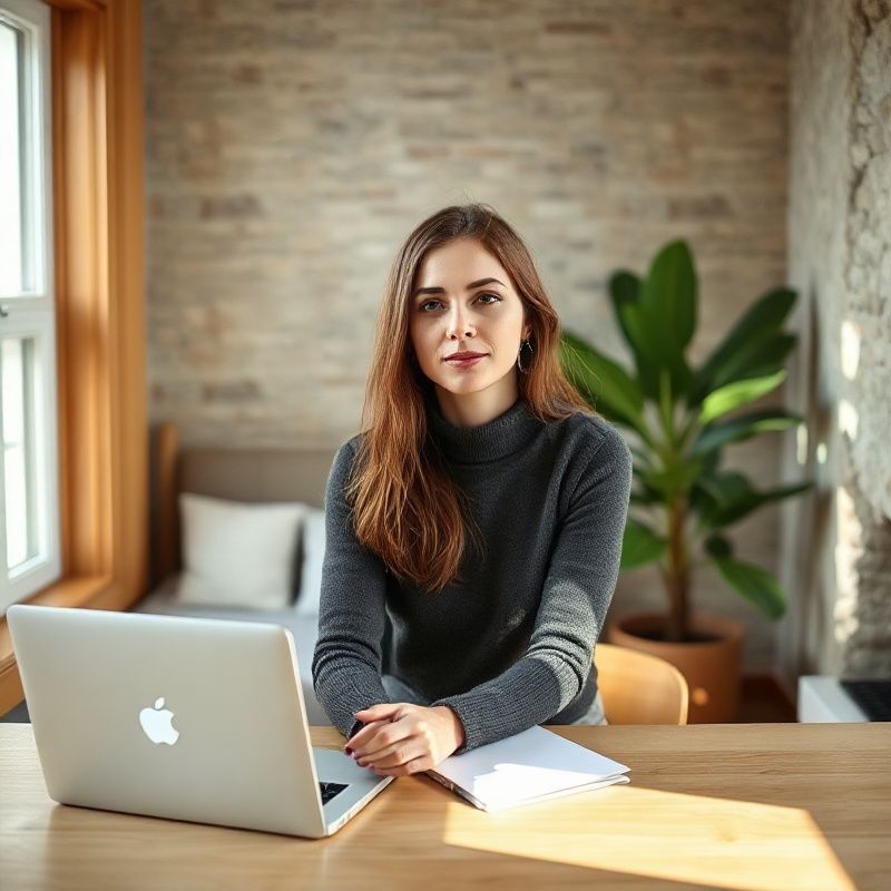 Editor at a timber desk in a Québec City apartment with morning northern light